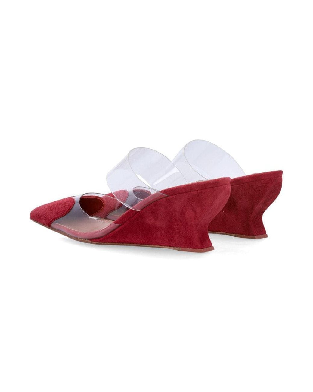 Alaïa Red Le Caur Heart Cut-Out Suede Wedge Flats