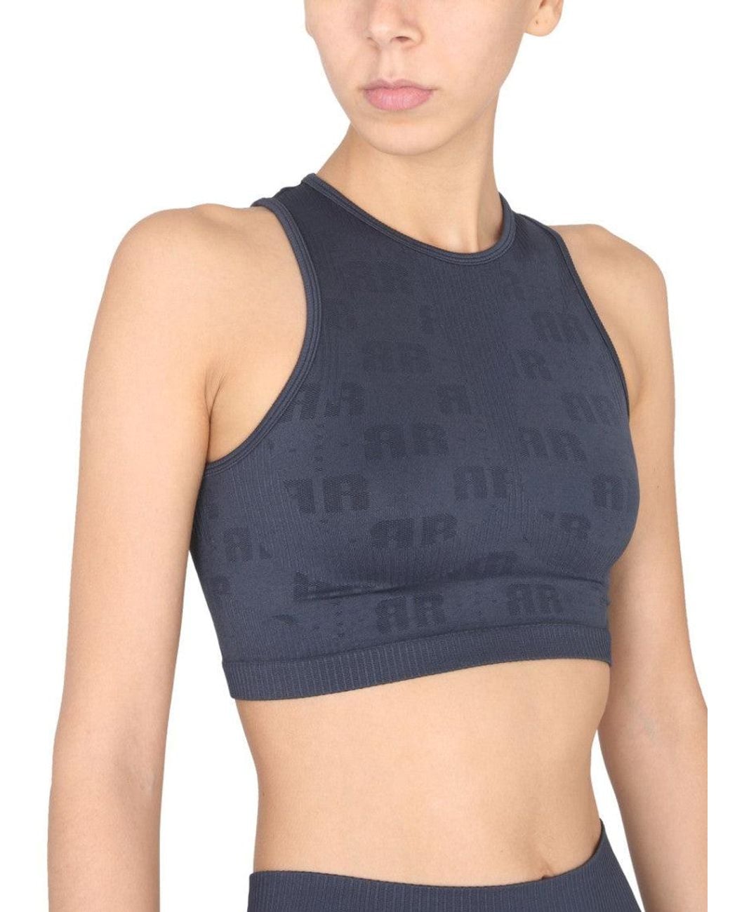 ROTATE BIRGER CHRISTENSEN Blue Logo Round Neck Top