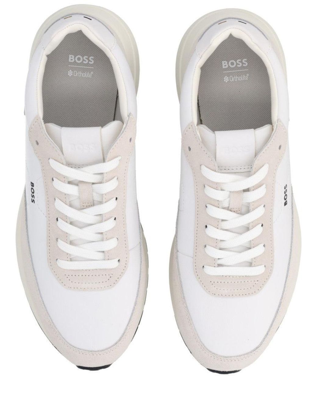 Boss White Solid Vinston Sneakers for men