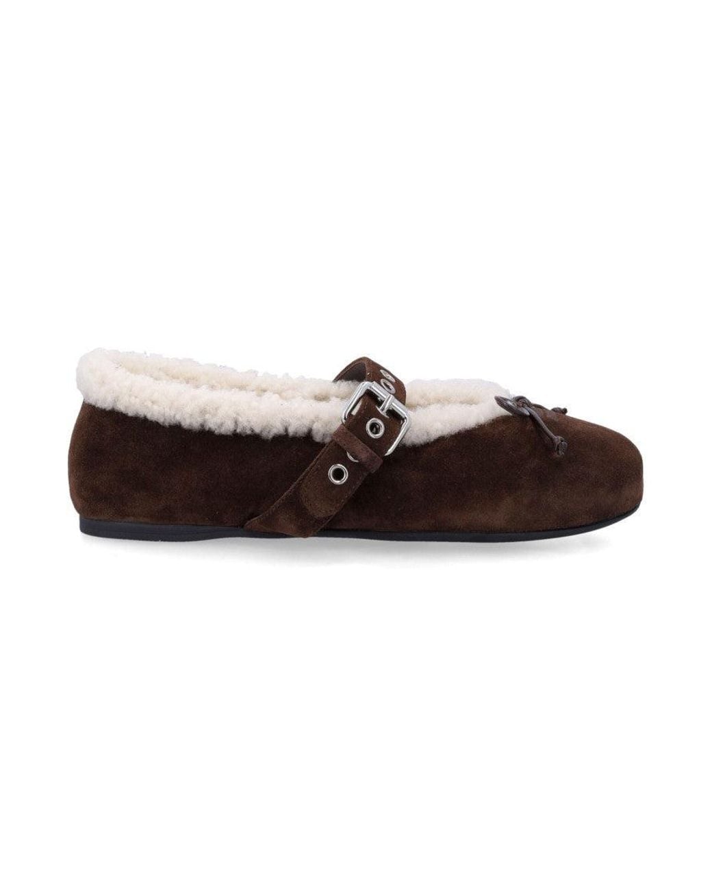 Miu Miu Brown Dark Bow Ballet Flats