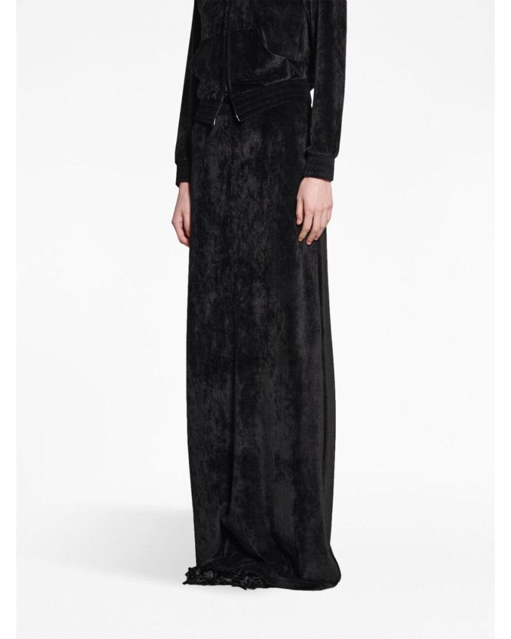Balenciaga Black Velvet Maxi Skirt