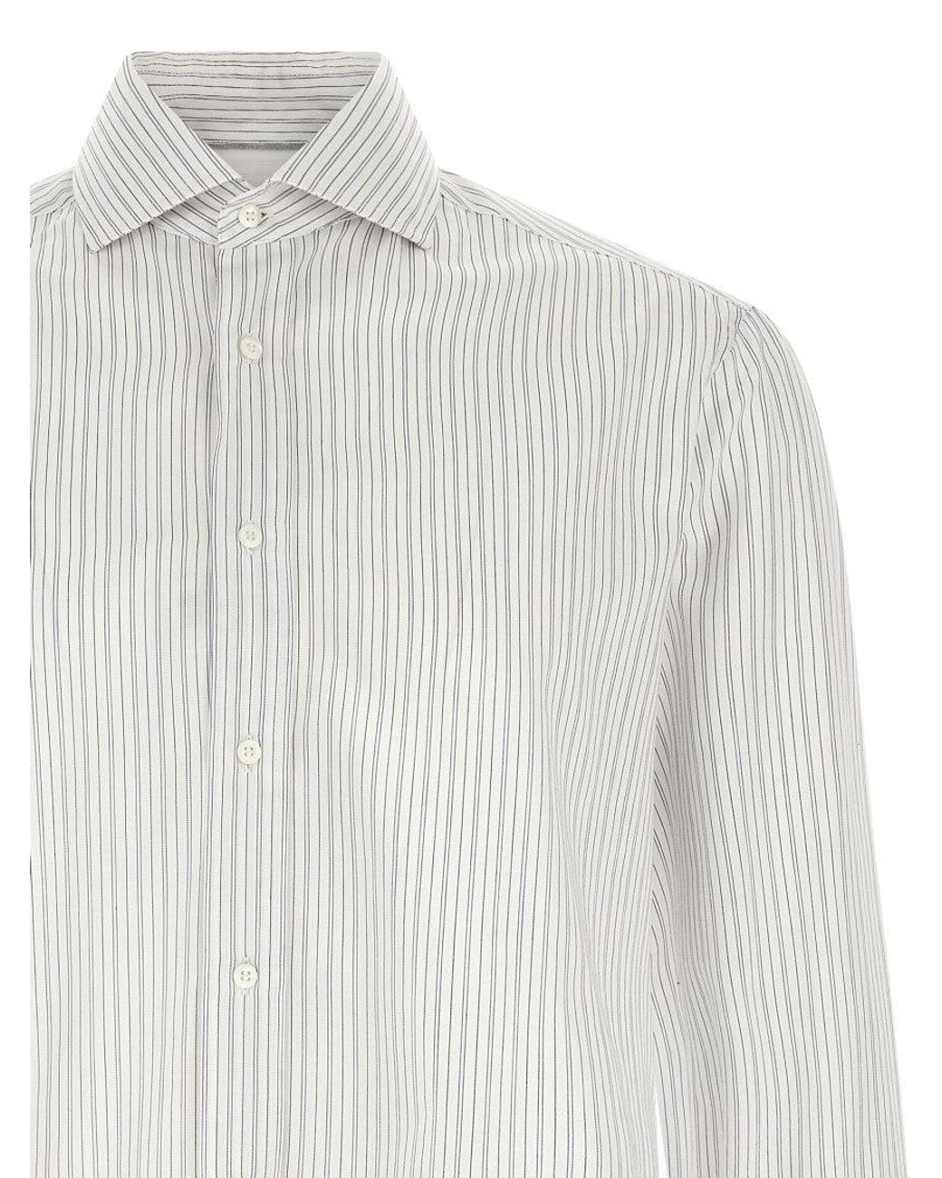 Brunello Cucinelli White Regular Stripes Shirt for men