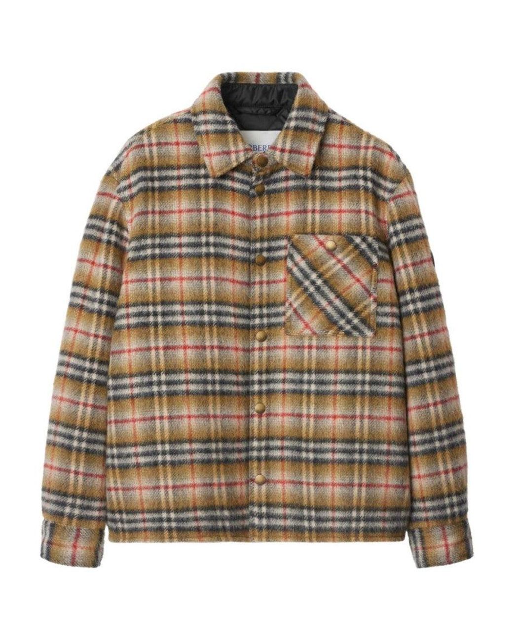 Burberry Brown Check Wool Overshirt for men