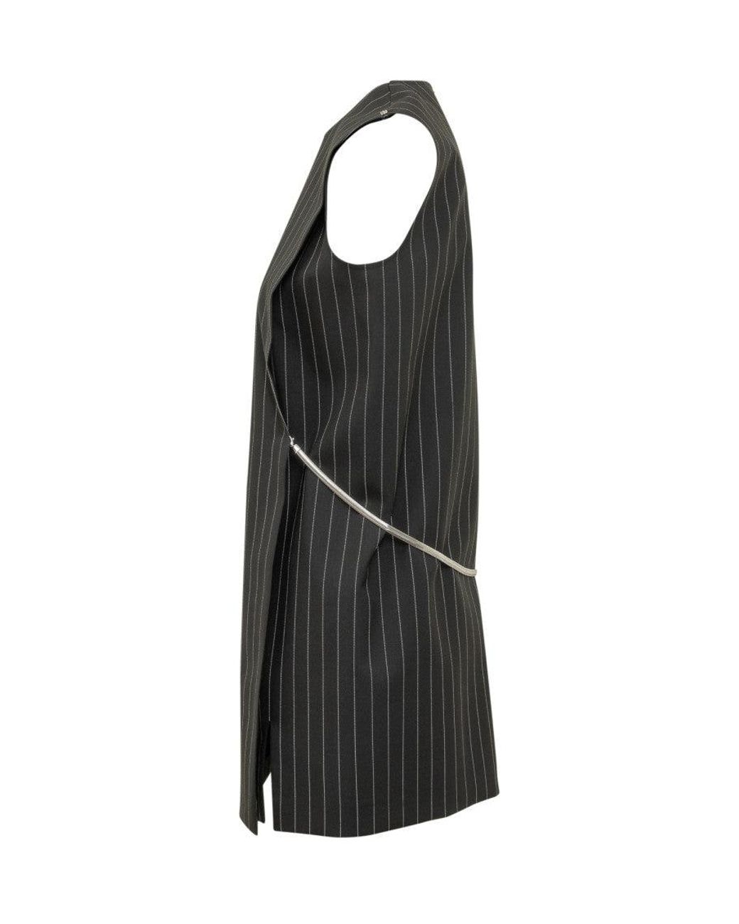 Sportmax Black Stripes Round Neck Mini Dress