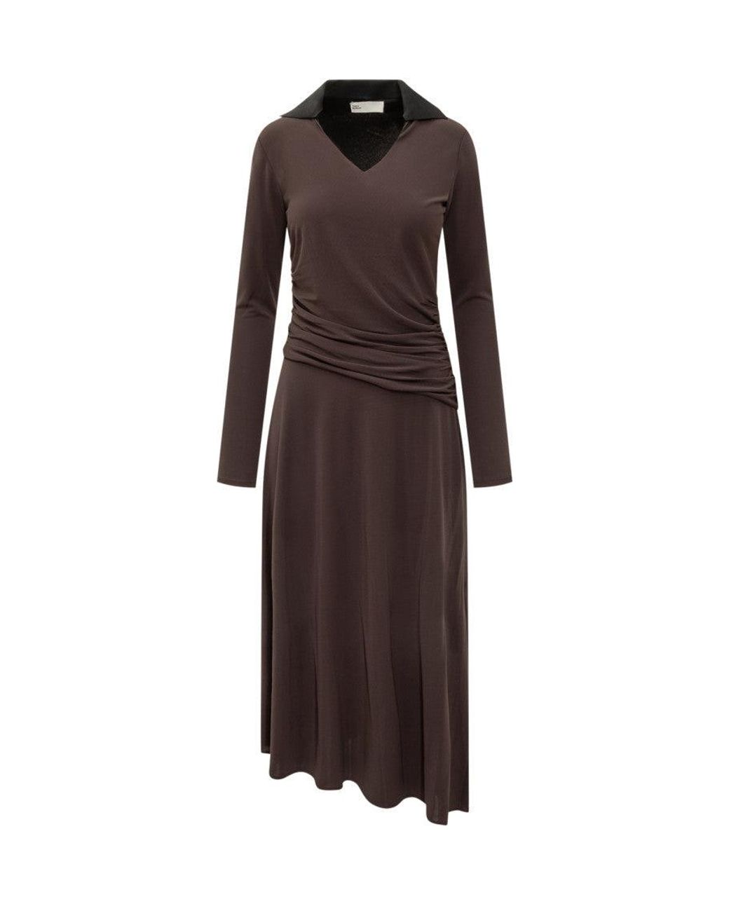 Tory Burch Brown Shirt Collar Maxi Dress
