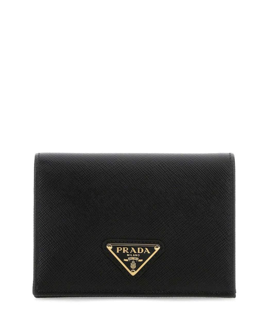 Prada Black Textured Logo Wallet