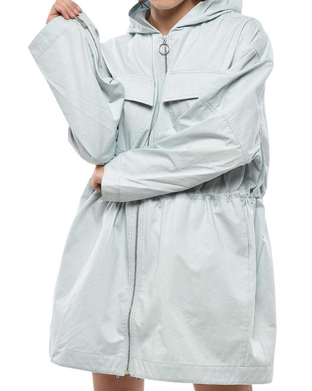 Stella McCartney Gray Solid Hood Trench Coat