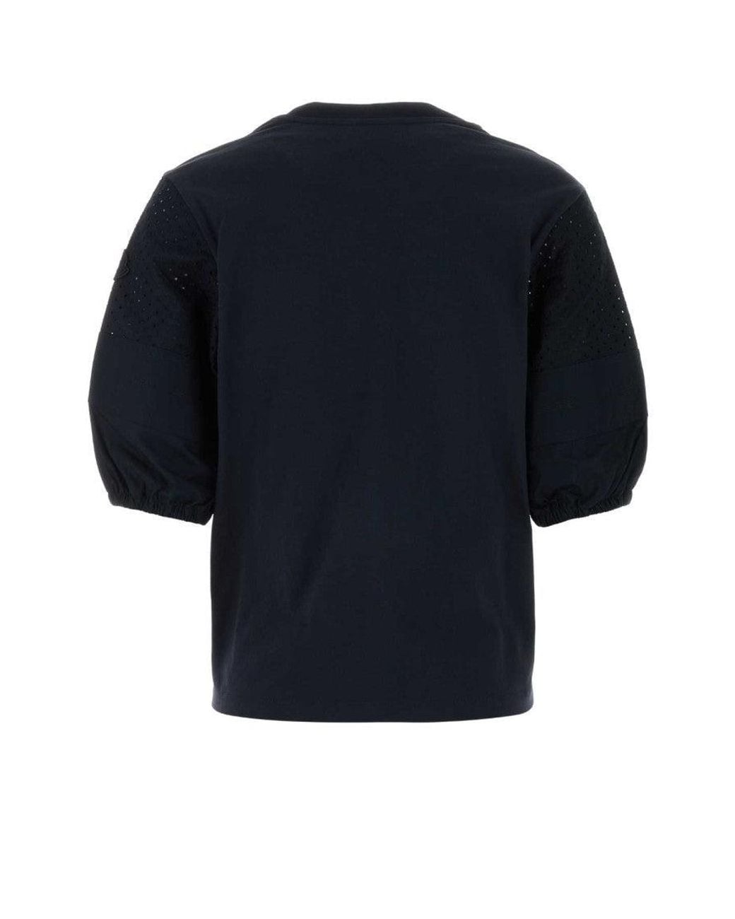 Moncler Blue Solid Crew Neck T-Shirt