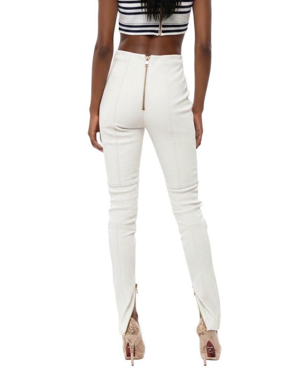 Balmain White Skinny Flat Front Pants