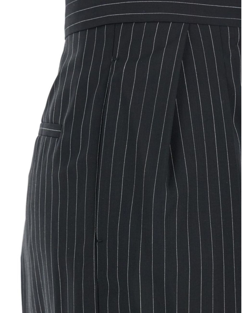 Max Mara Black Pants With Concealed Closure And Stripes Virgin Wool Trousers