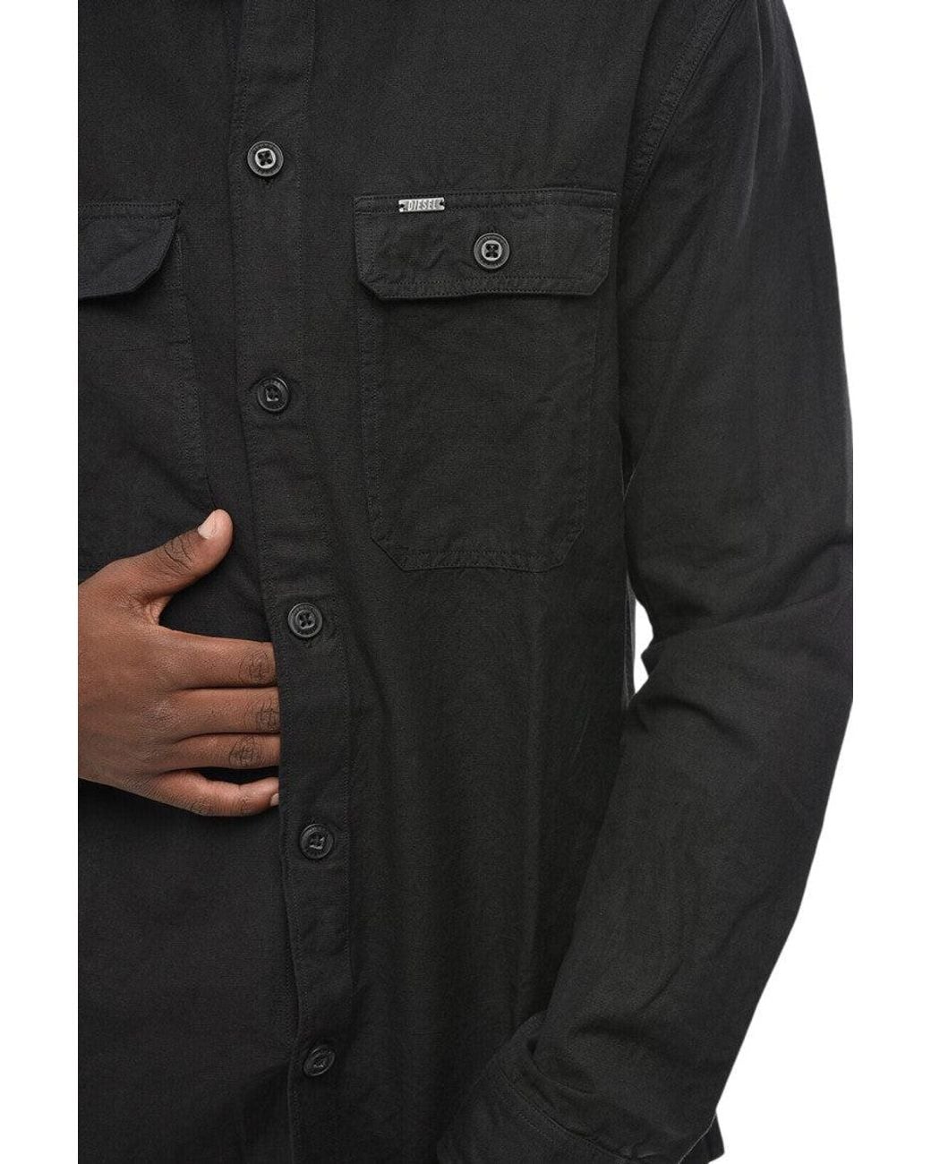 DIESEL Black Regular Solid Shirt for men