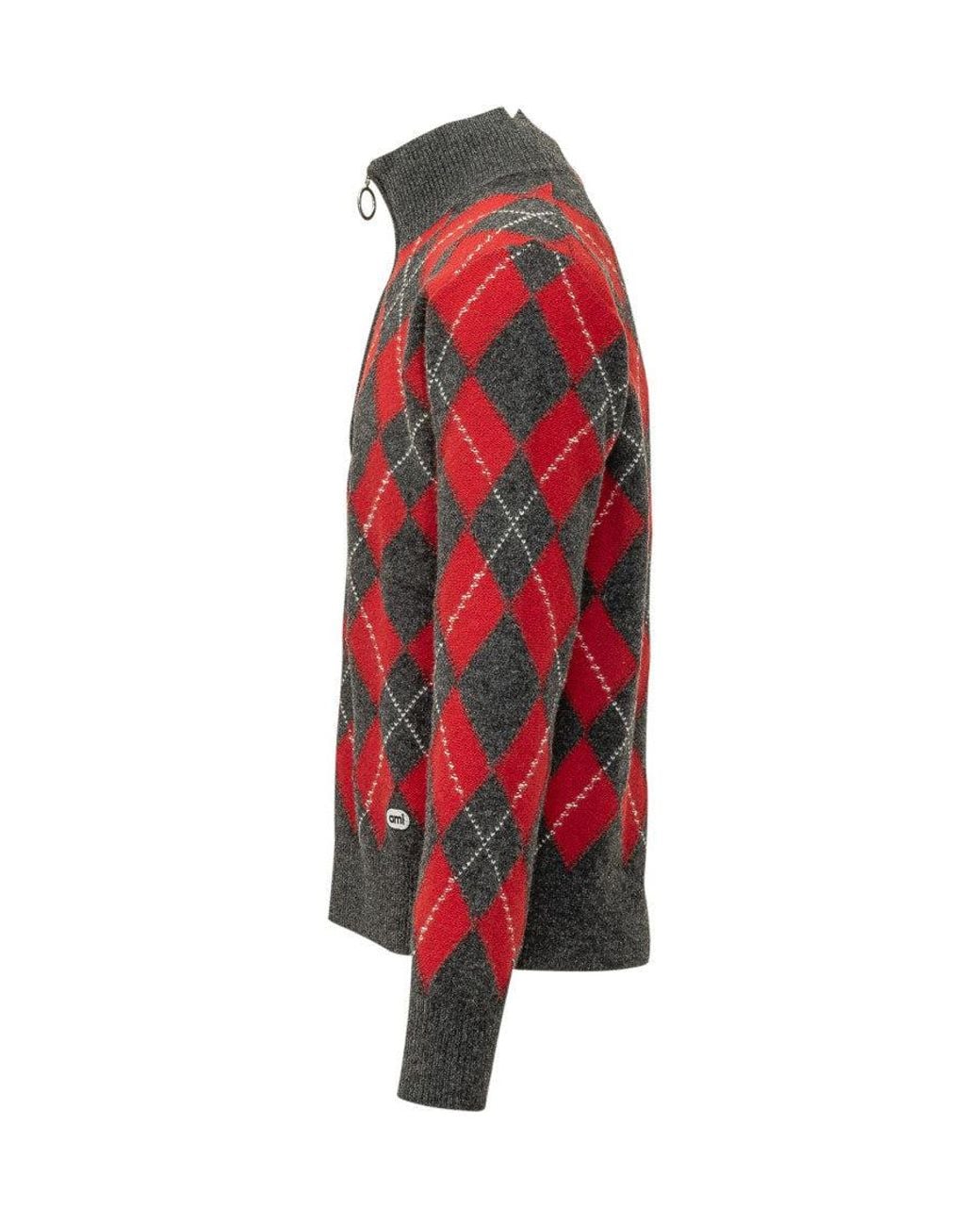 AMI Red Mock Collar Sweater for men