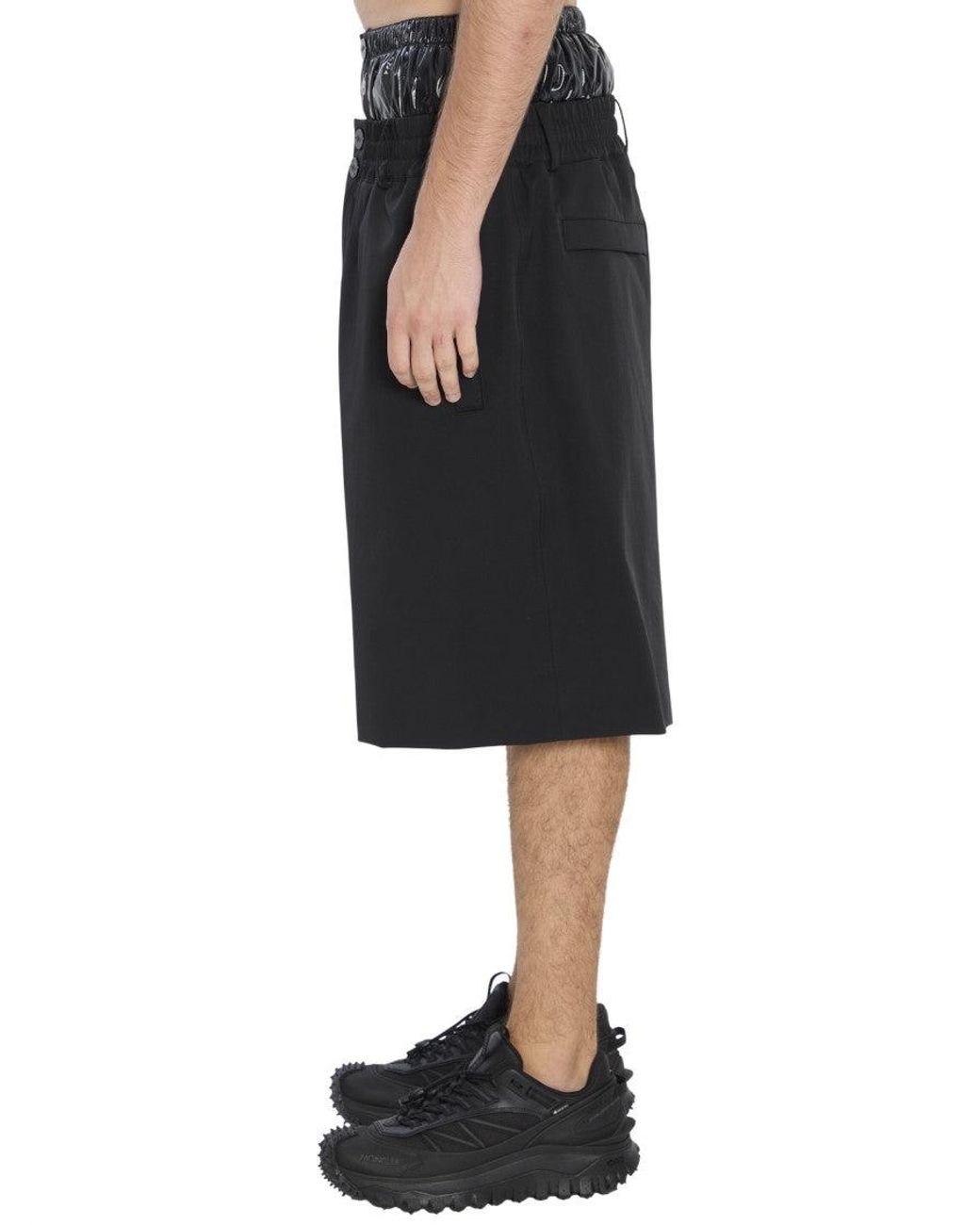 Moncler Black Loose Solid Shorts for men