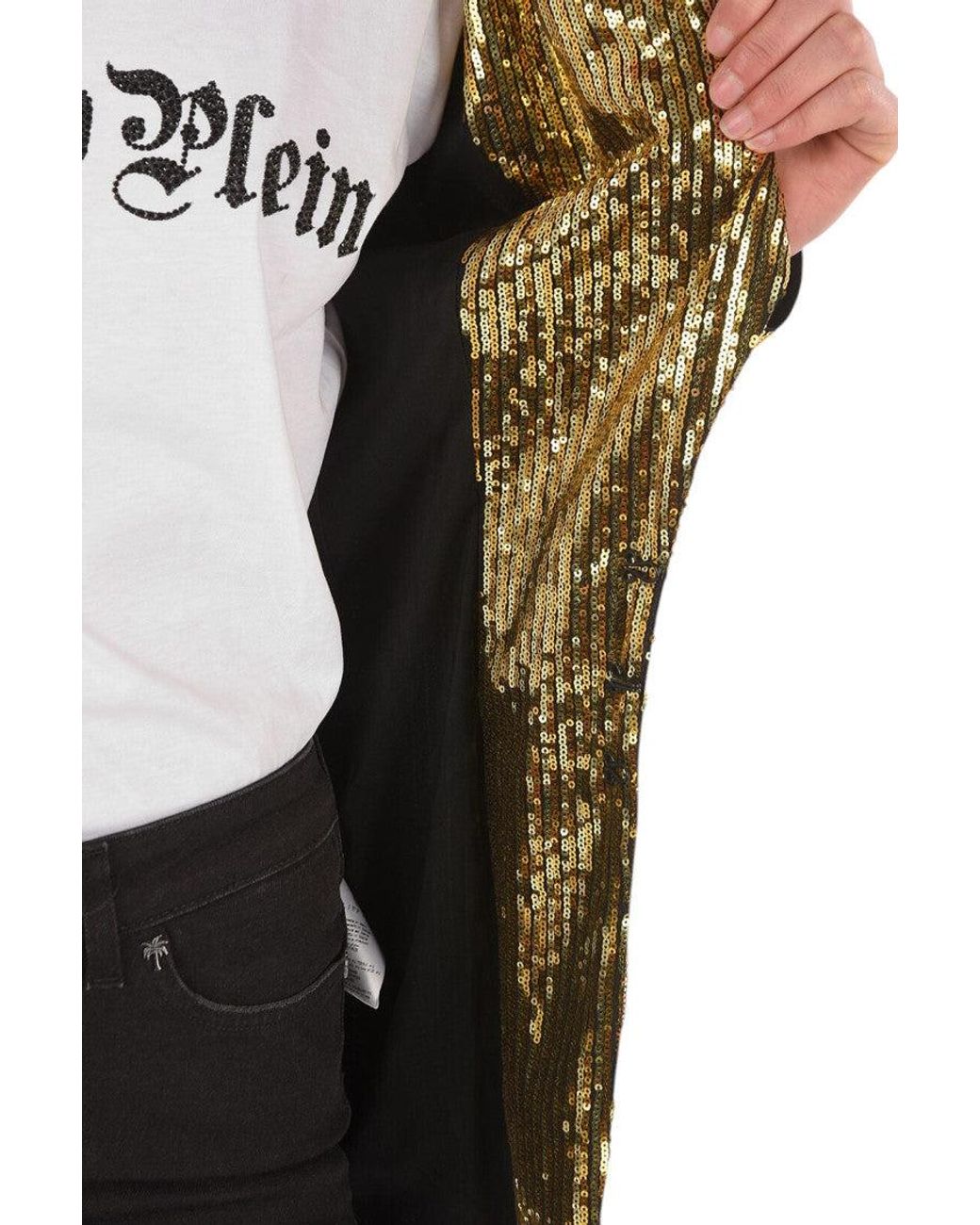 Philipp Plein Green Embellished Shawl Lapel Blazer