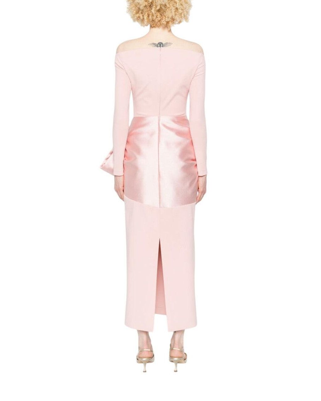 Solace London Pink Off Shoulder Midi Dress
