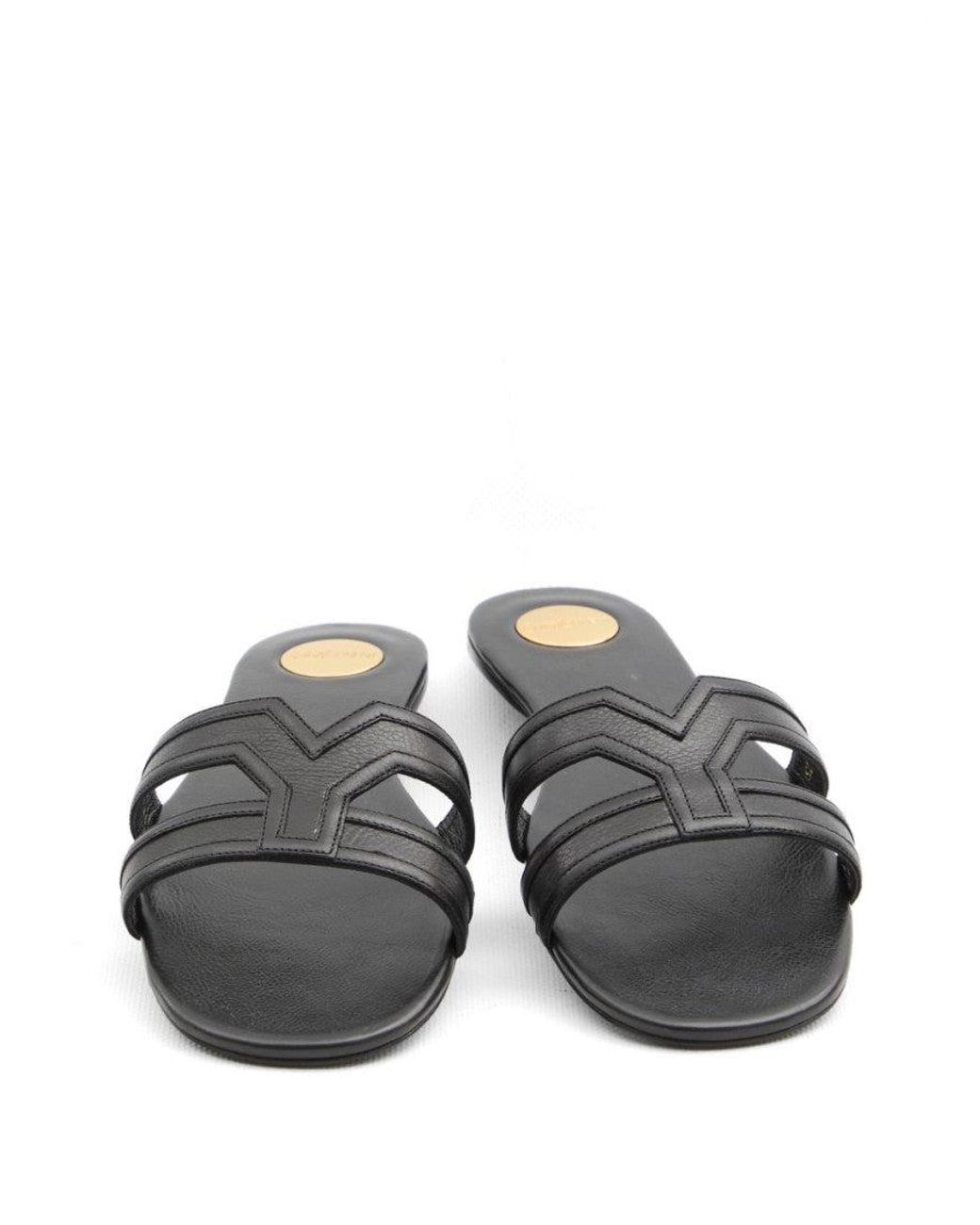 Saint Laurent White Mabrouka Leather Flat Sandals