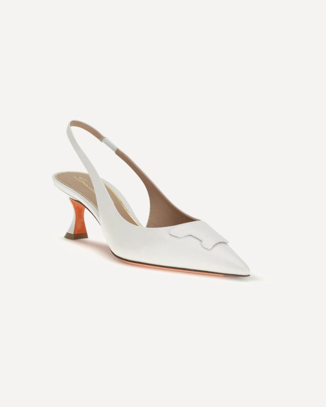 Santoni White Slingback Taylor Pumps
