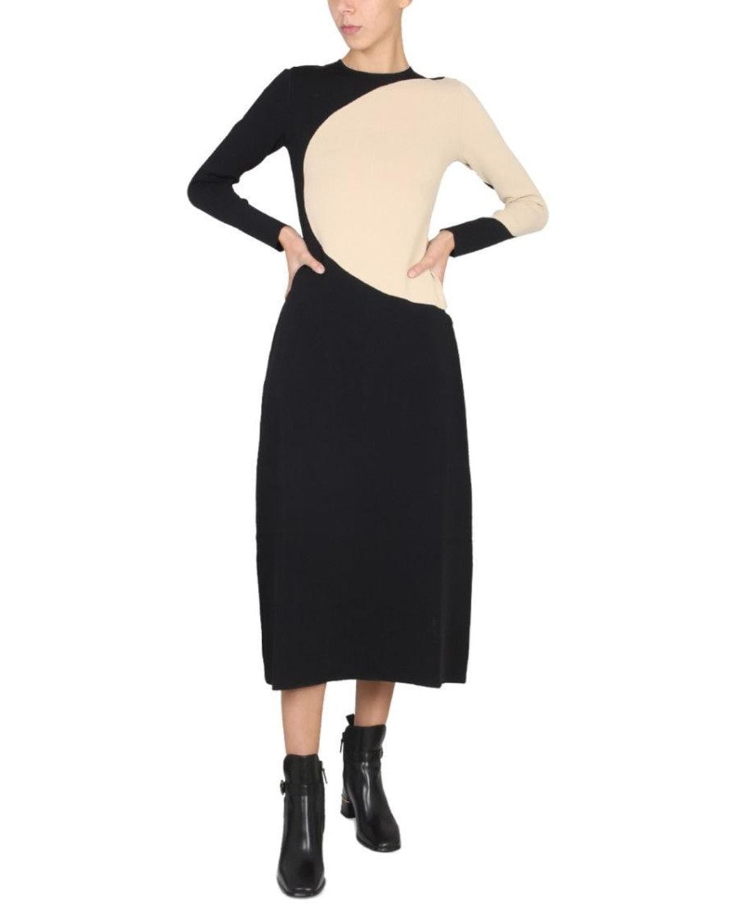 Tory Burch Black Round Neck Midi Dress