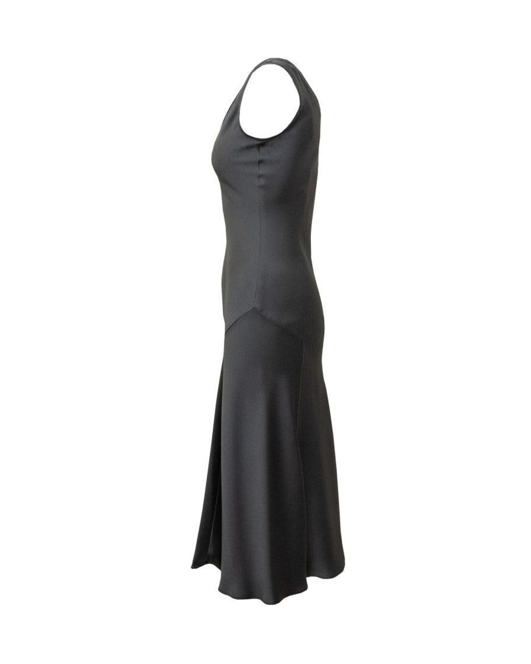 Max Mara Black Solid V Neck Maxi Dress