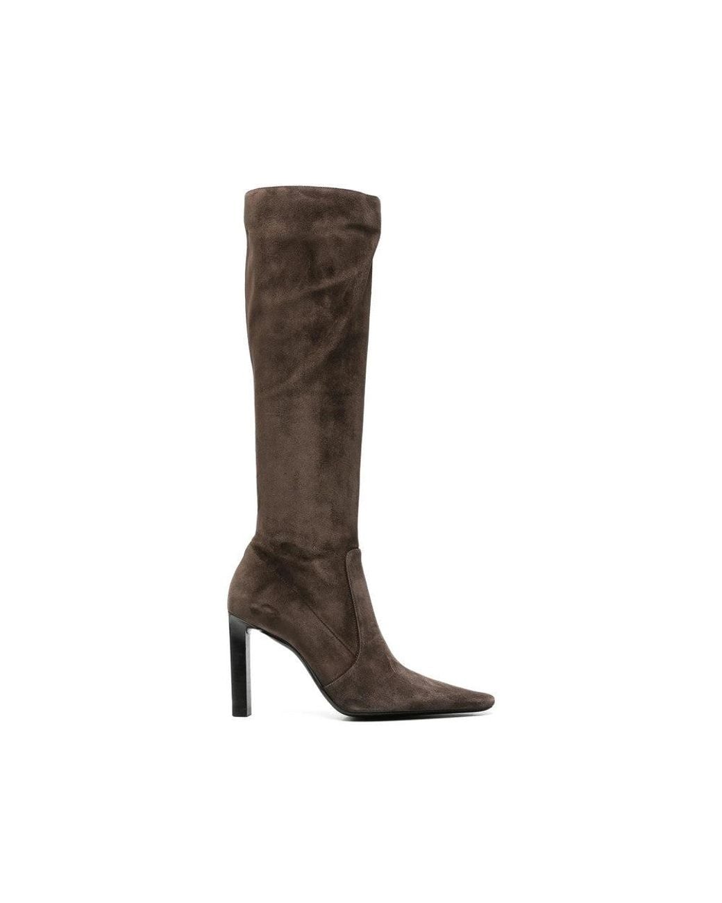 Saint Laurent Brown Suede Knee-High Boots