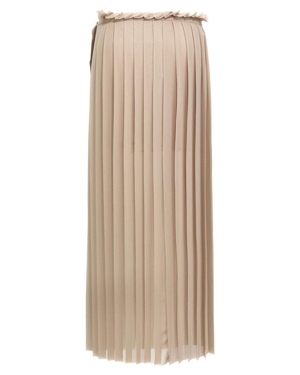AMI Natural Pleated Polyester Crêpe Skirt