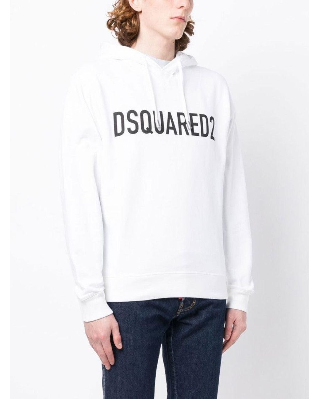 DSquared² White Logo-Print Hoodie for men