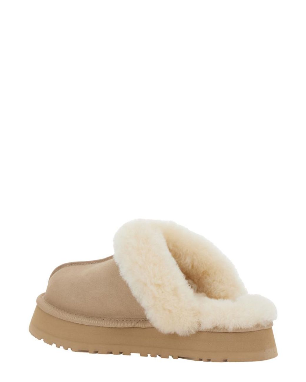 Ugg Natural 'Disquette' Mule With Fur And Logo On Back