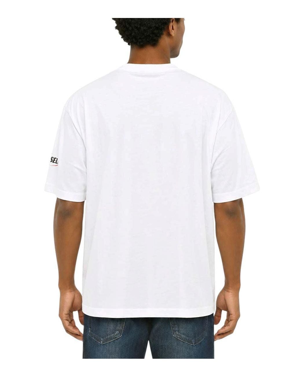 DIESEL White Relaxed Logo T-Shirt for men
