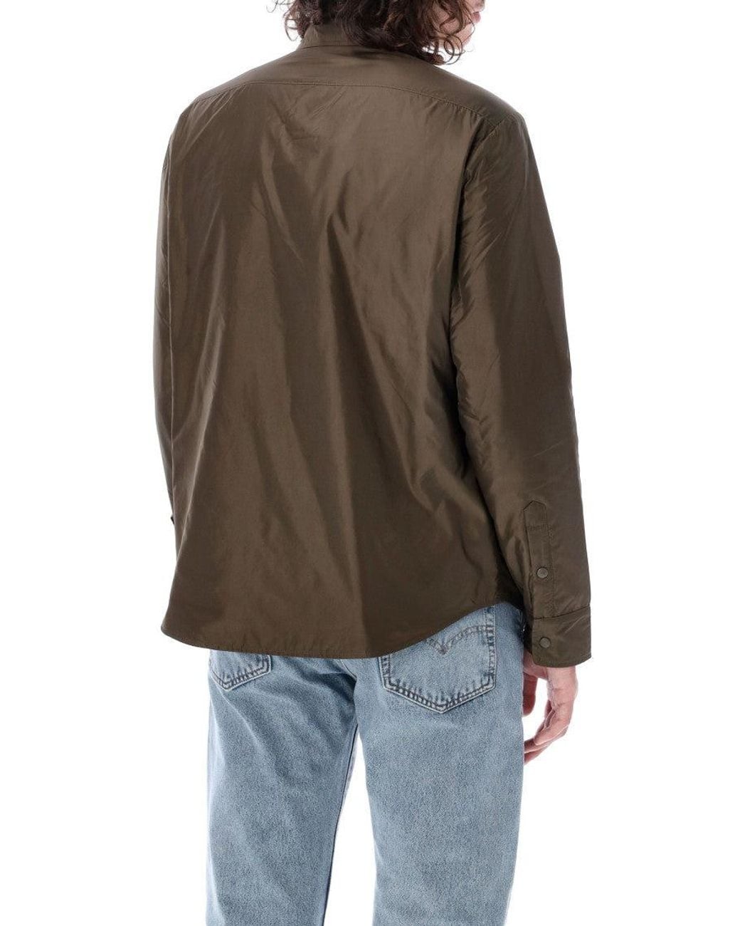 Aspesi Brown Lilo Taffeta Padded Overshirt for men