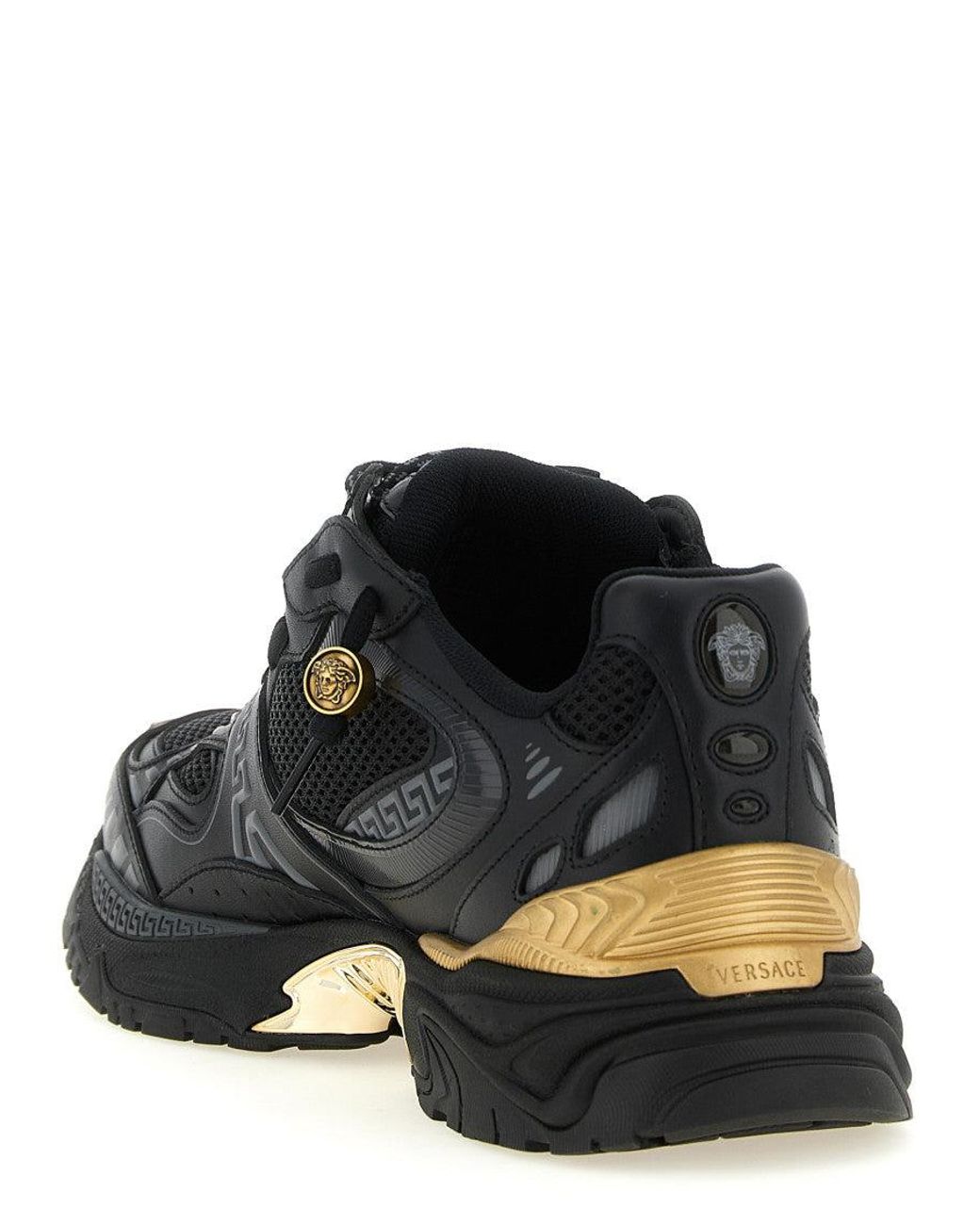 Versace Black Mesh And Leather Sneakers for men