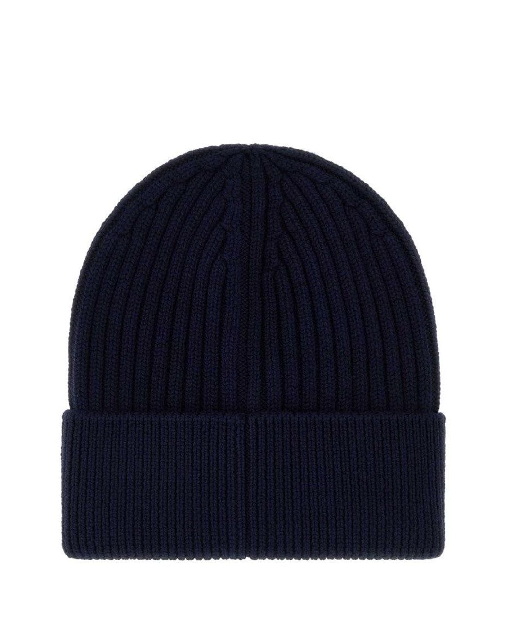 Moncler Blue Logo Beanie Cap for men
