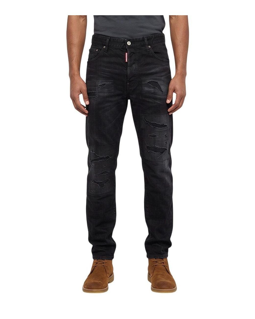 DSquared² Black Slim Mid Rise Jeans for men