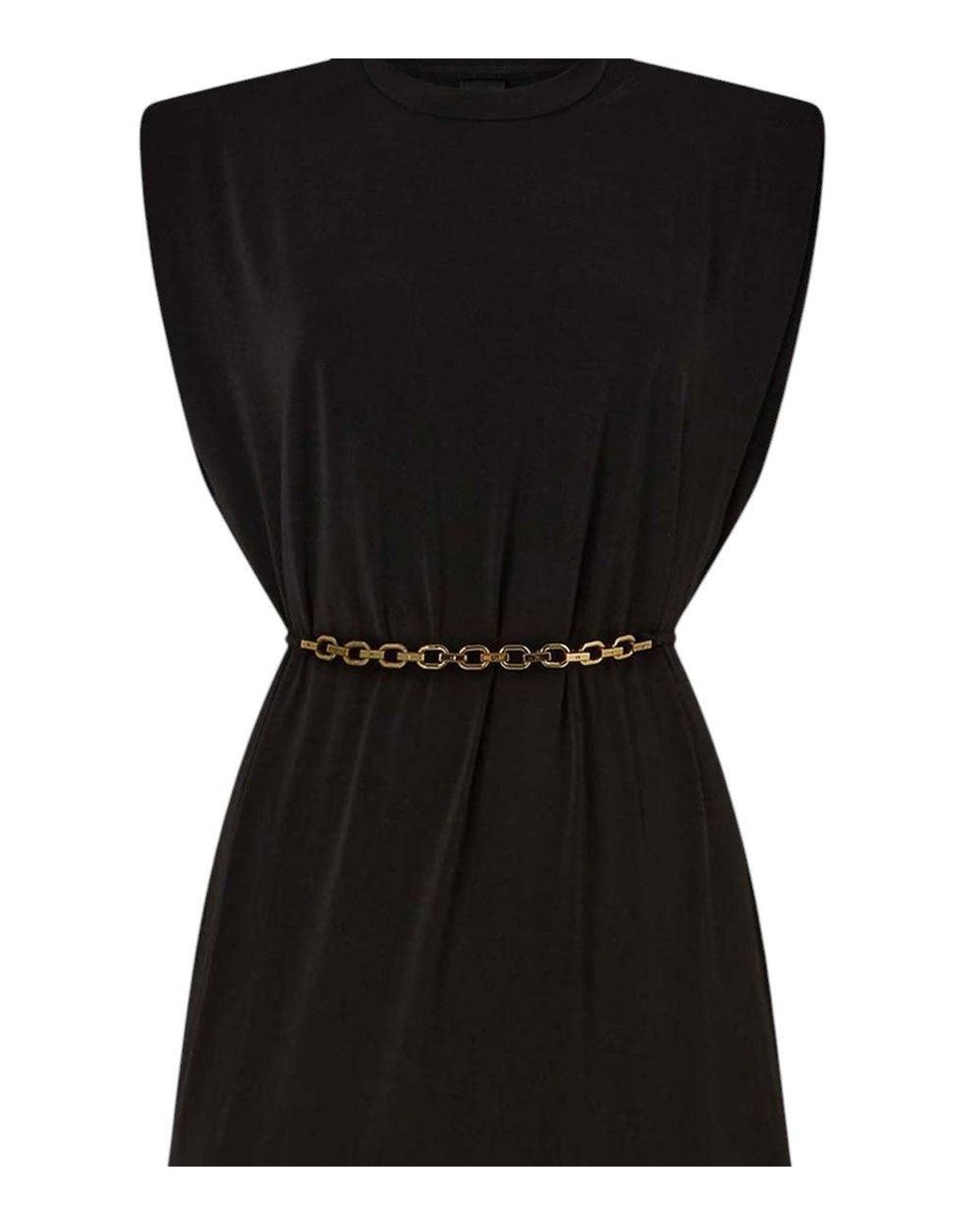 Pinko Black Solid Round Neck Maxi Dress