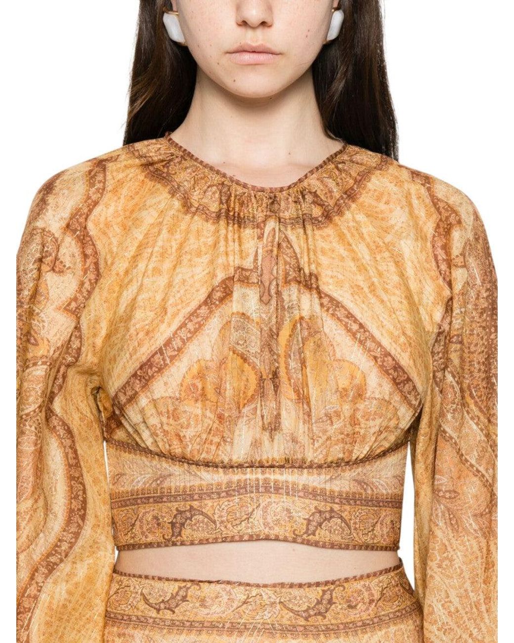 Zimmermann Natural Paisley Round Neck Top