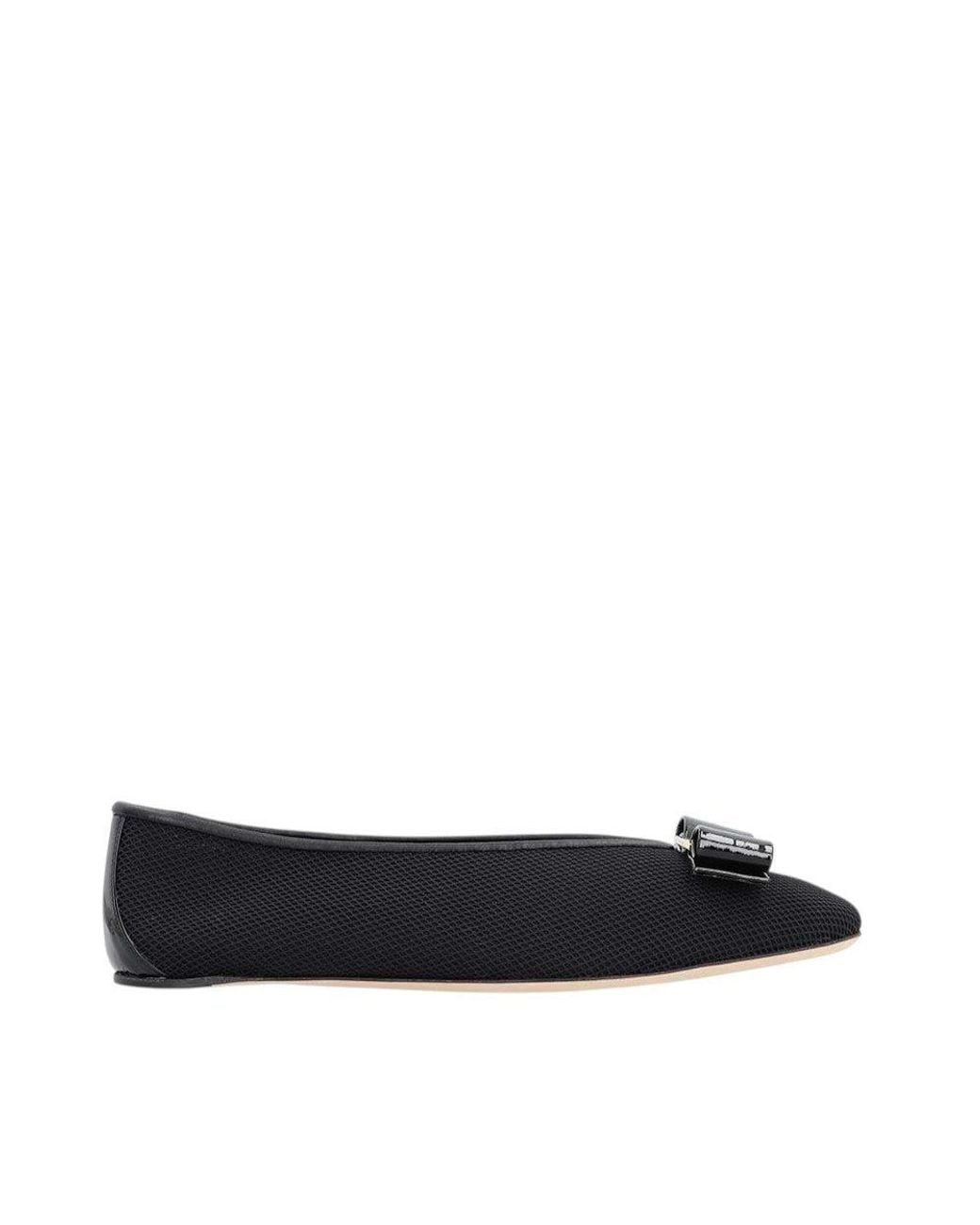 Ferragamo Black Mesh Ballet Flats