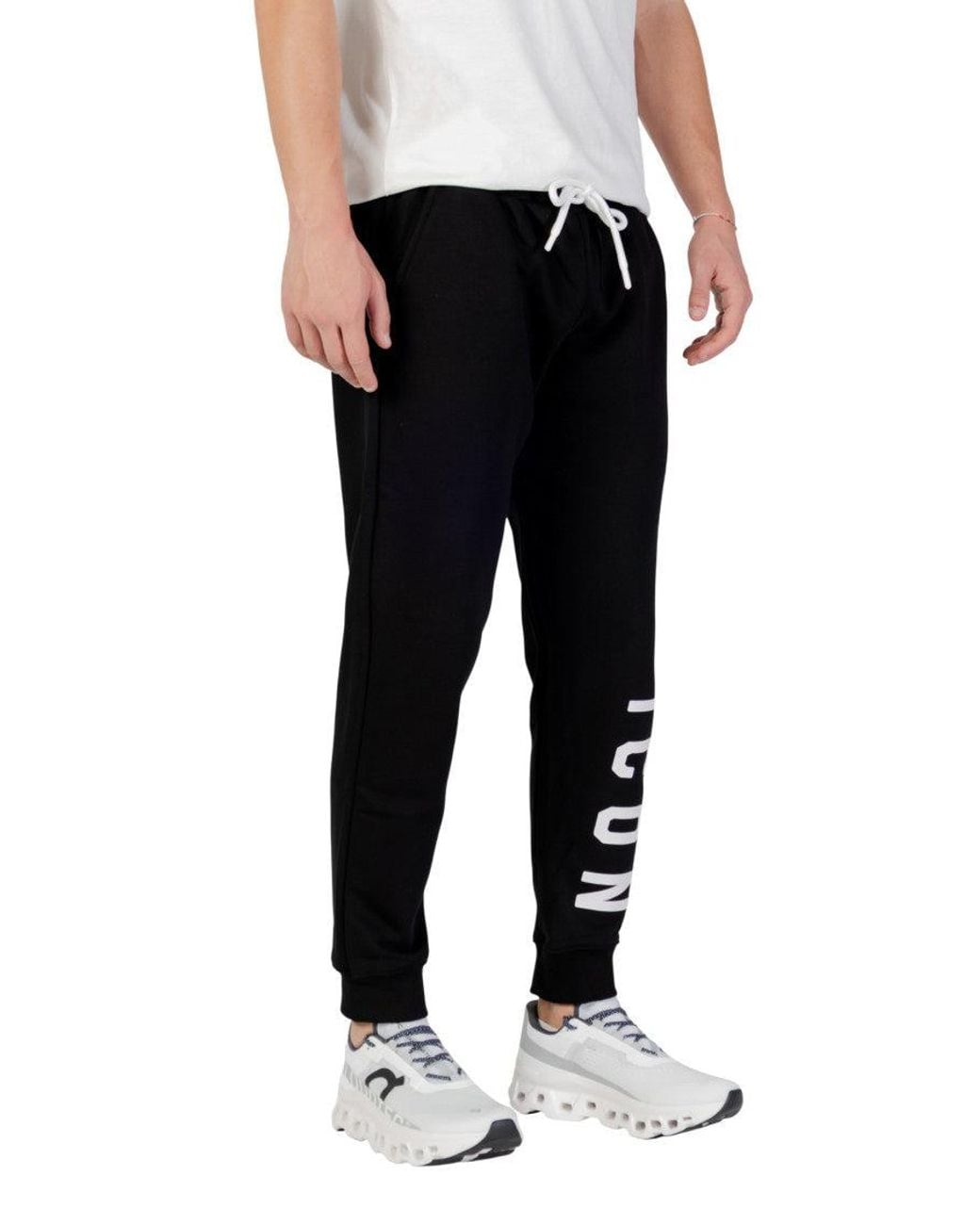 ICON DENIM Black Drawstring Joggers for men