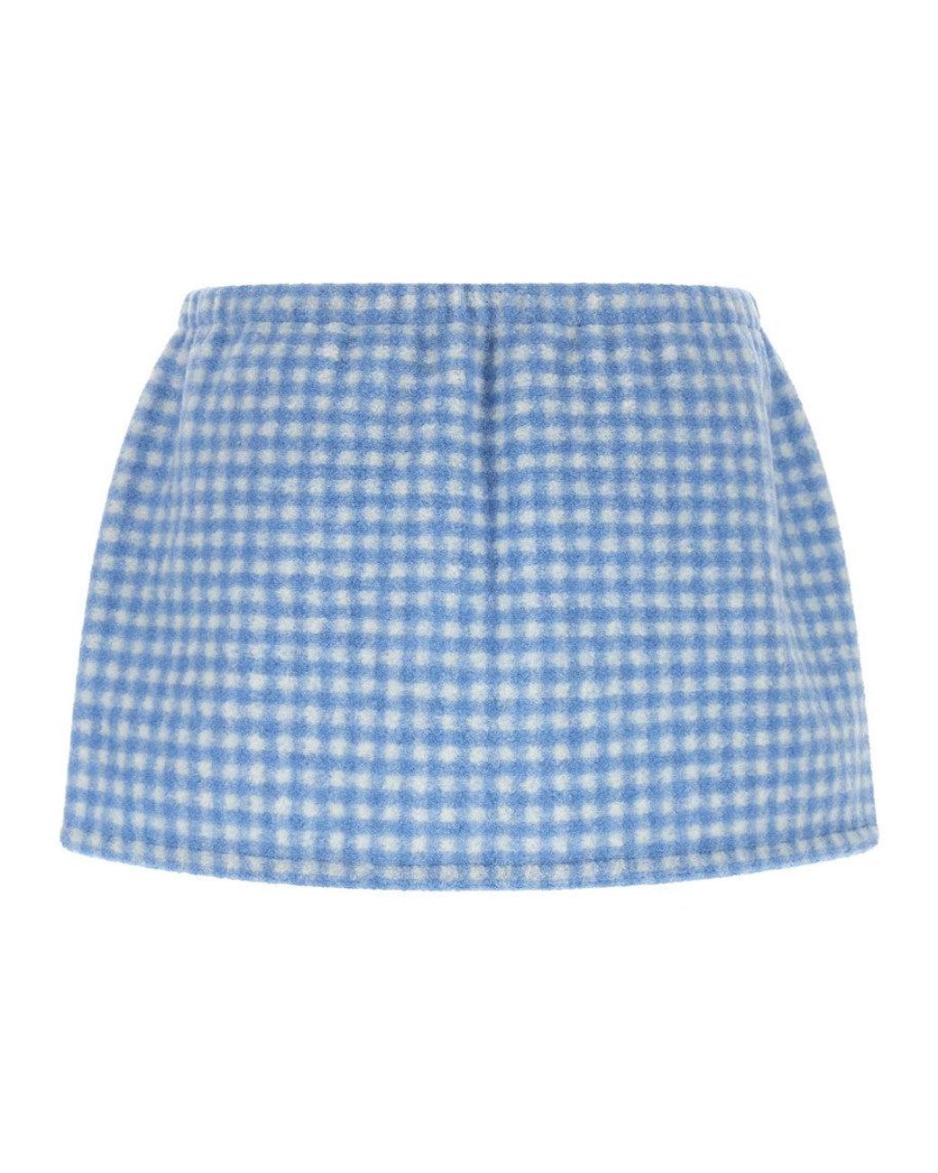 Miu Miu Blue Checks Mini Skirt