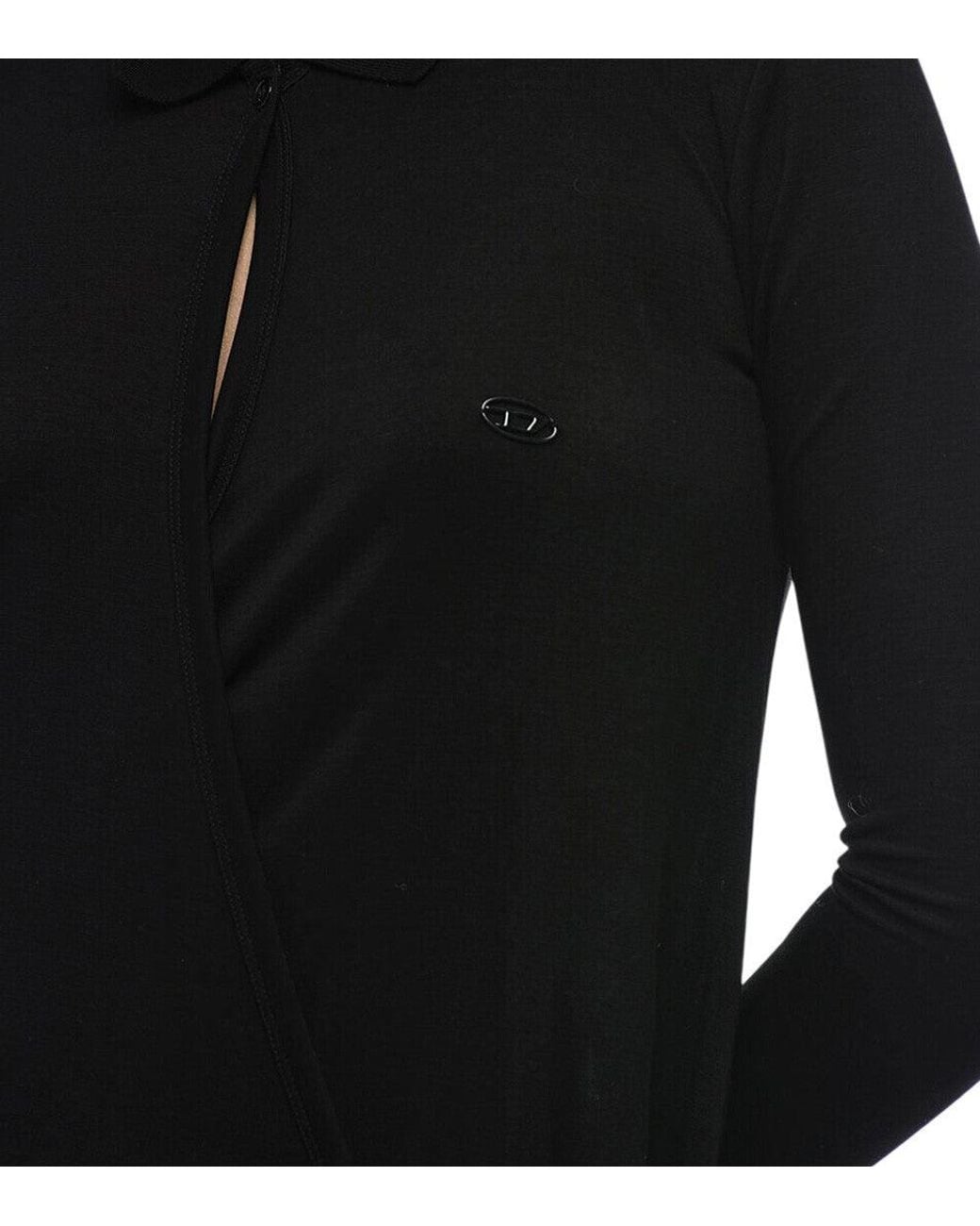 DIESEL Black Shirt Collar Midi Dress