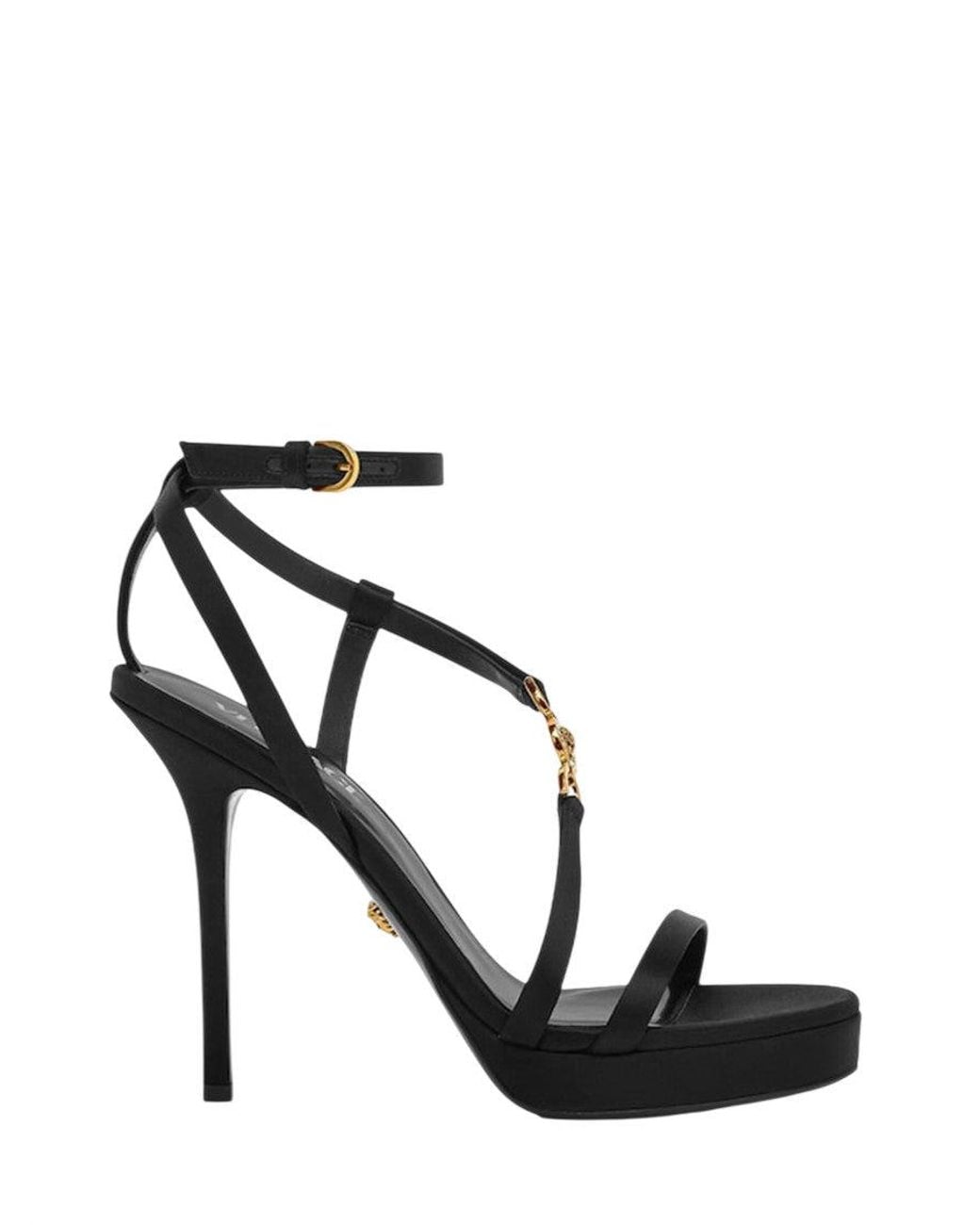 Versace Black Embellished Medusa Heels