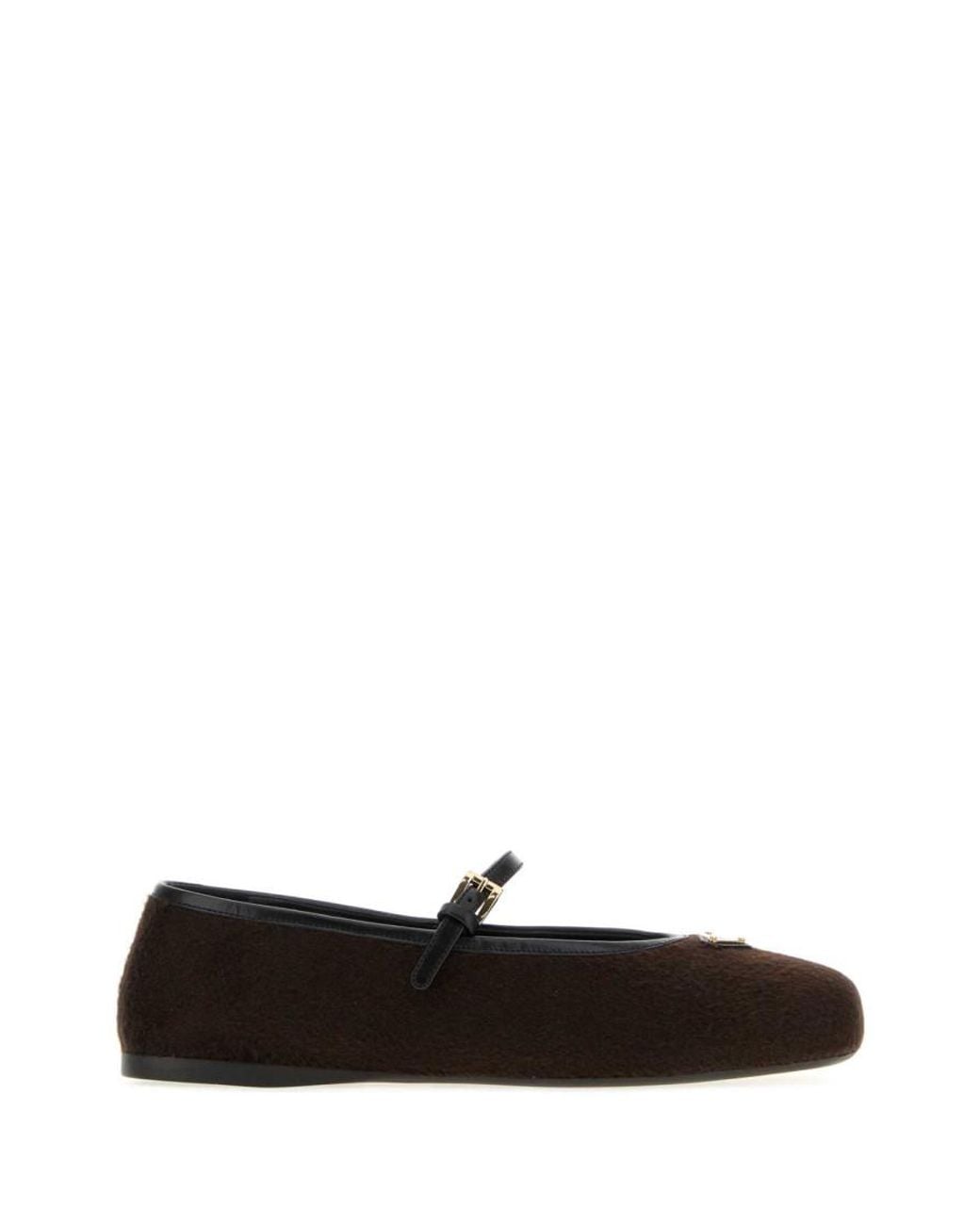 Prada White Logo Ballet Flats
