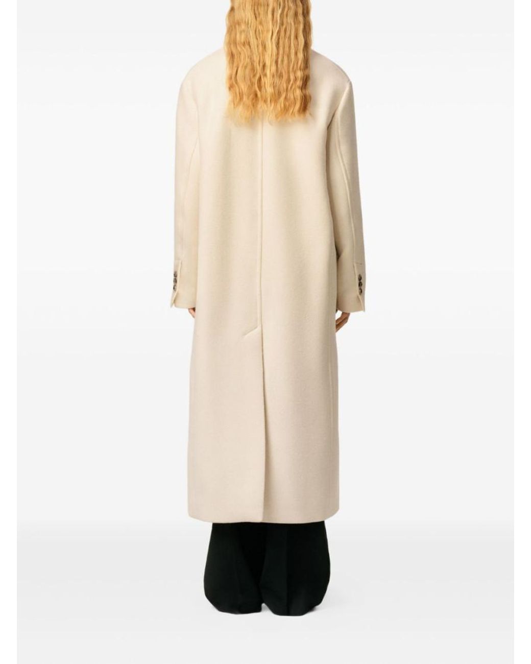 AMI Natural Long Double-Breasted Coat