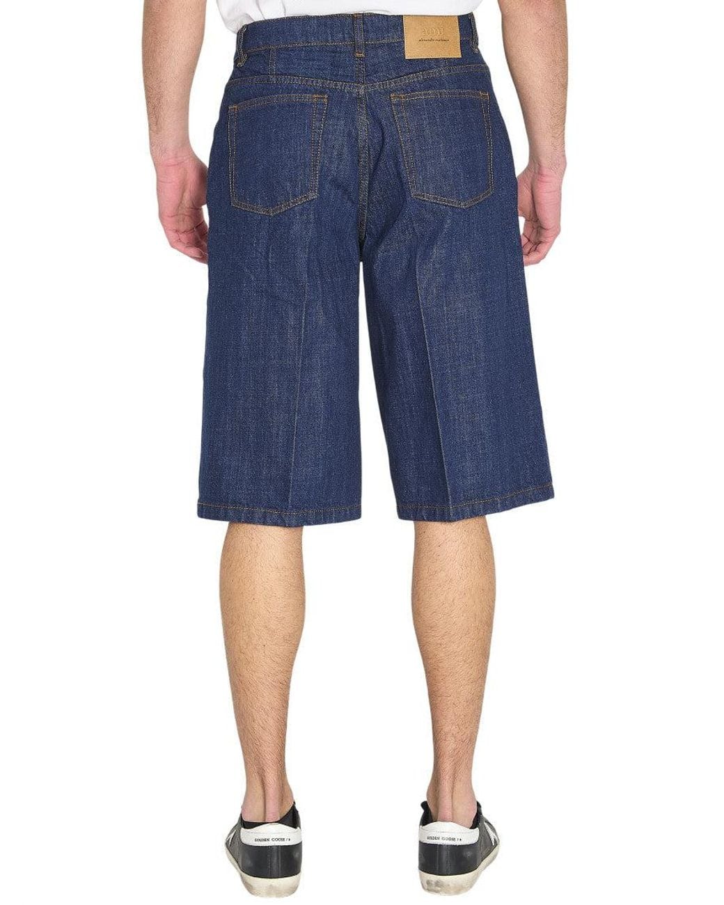 AMI Blue Loose Denim Shorts for men