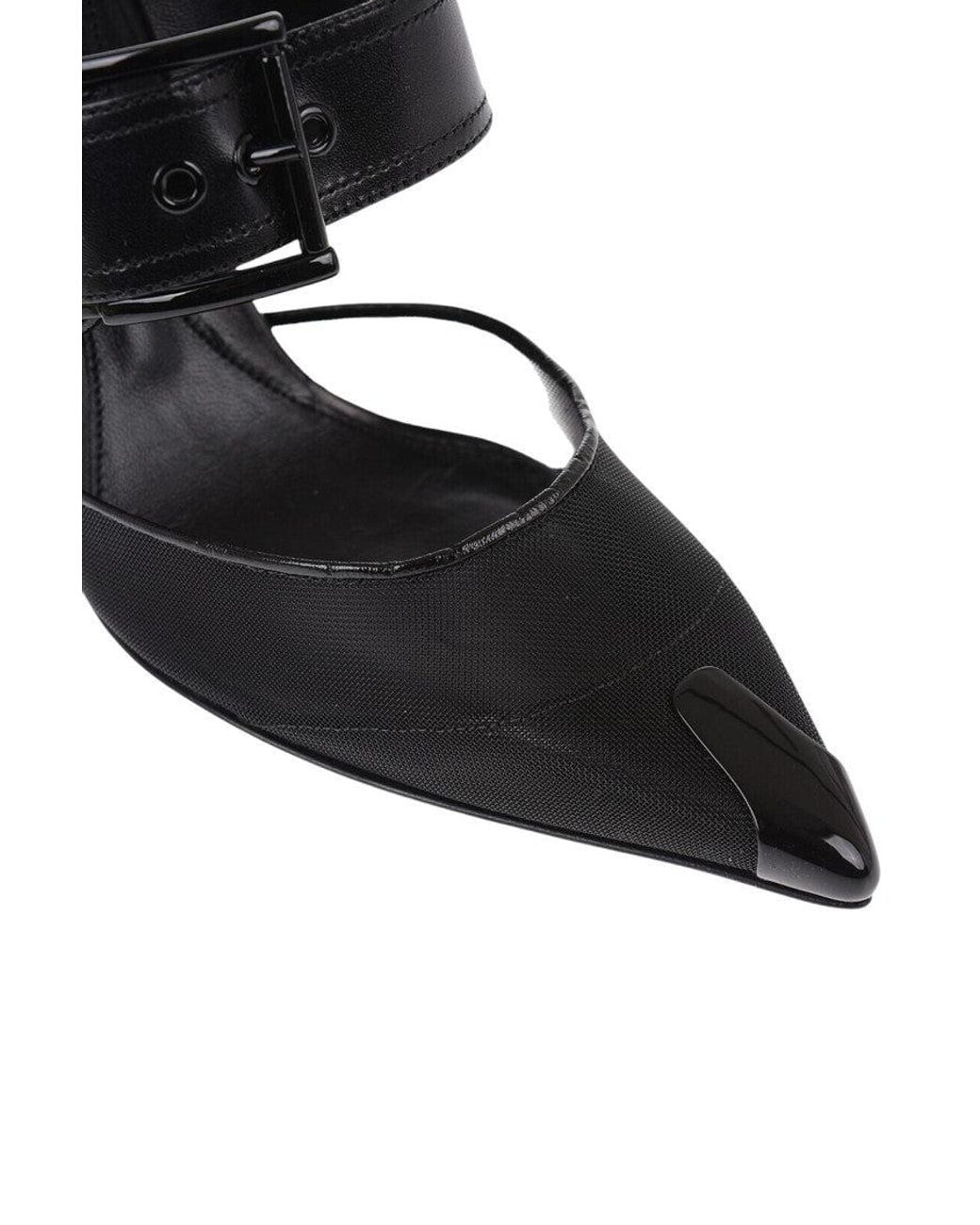 McQueen Black Mesh Pointed-Toe Pumps