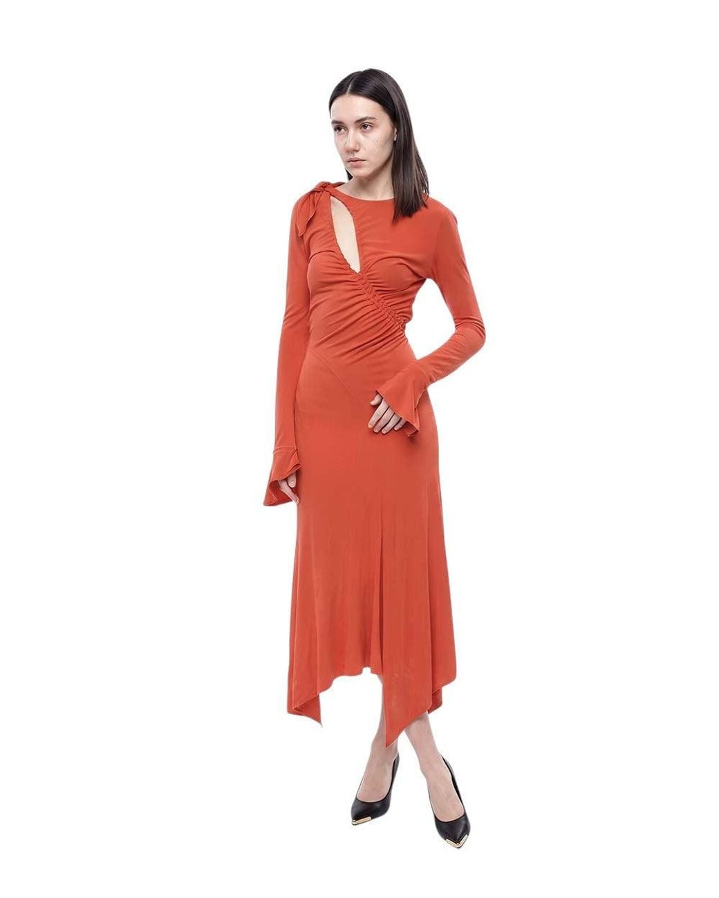 Victoria Beckham Red Round Neck Maxi Dress