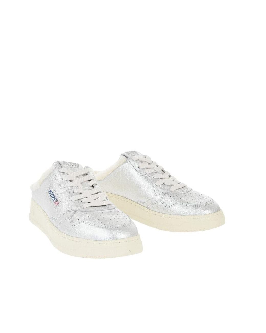 Autry White Metallic Leather Sneakers