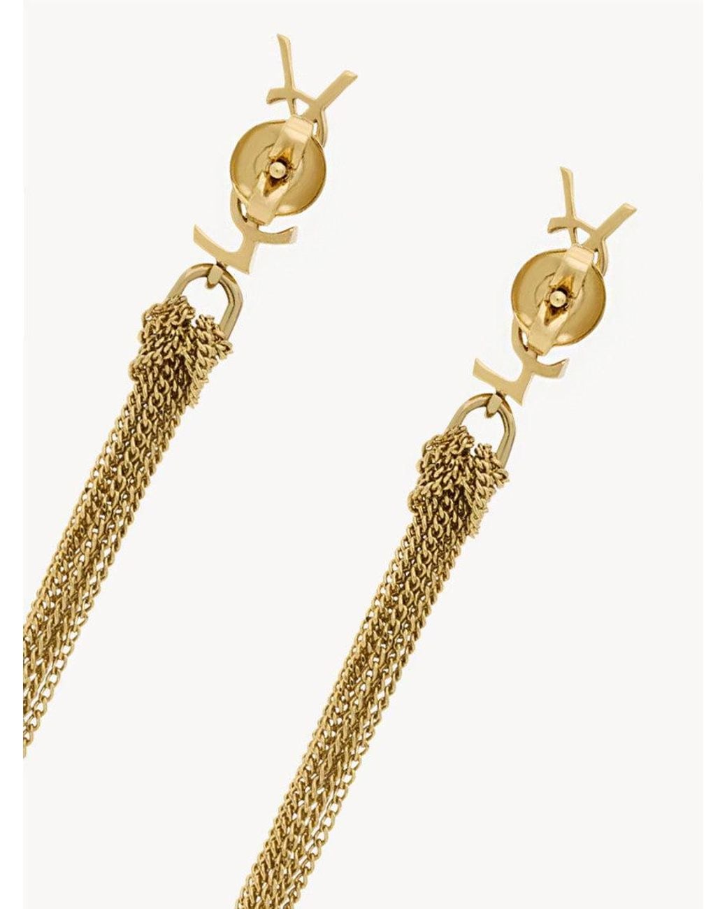 Saint Laurent White 'Cassandre' Earrings