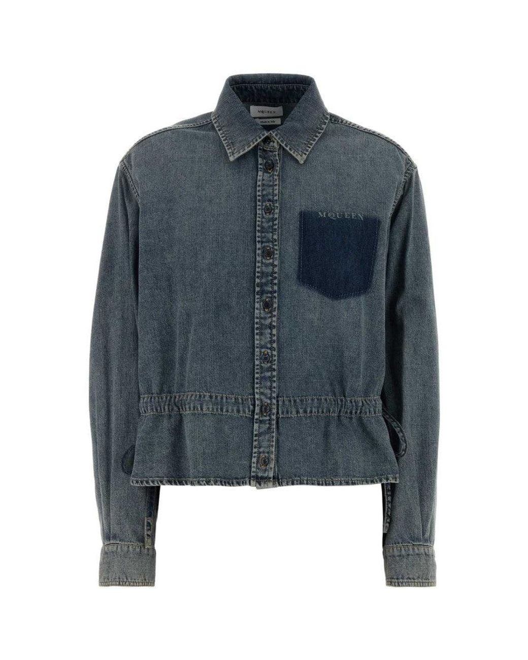 McQueen Blue Denim Regular Solid Shirt