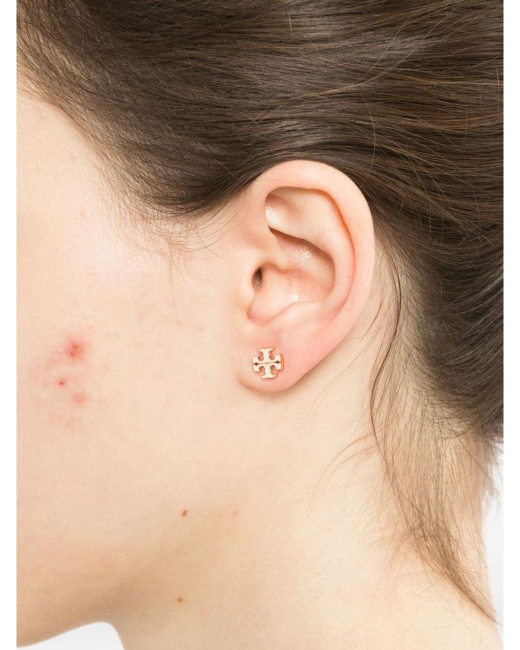 Tory Burch Natural Golden Signature Stud Earrings