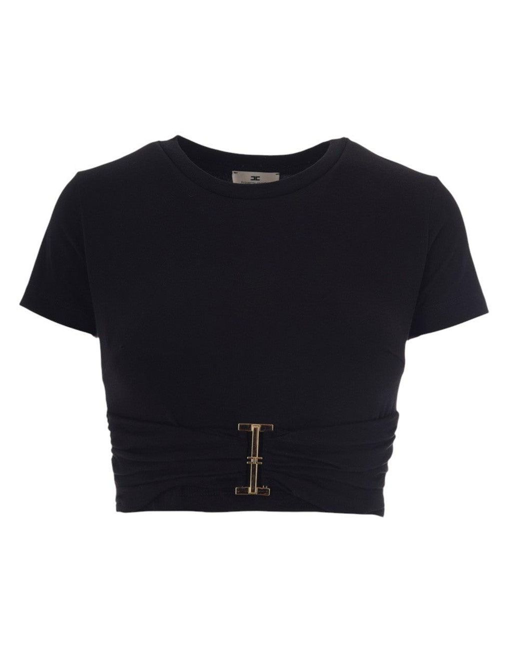 Elisabetta Franchi Black Crew Neck Top
