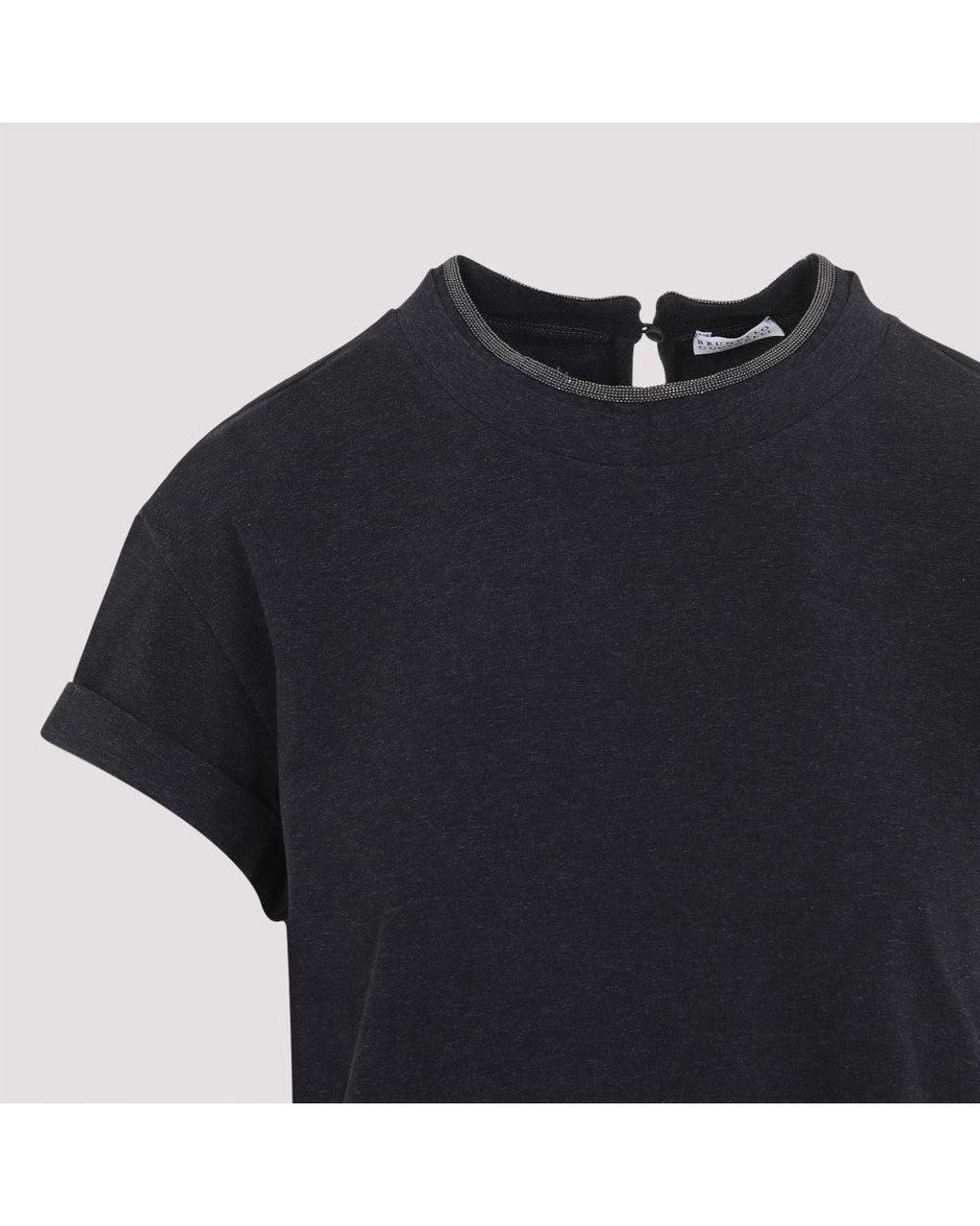 Brunello Cucinelli Black Cotton T-Shirt
